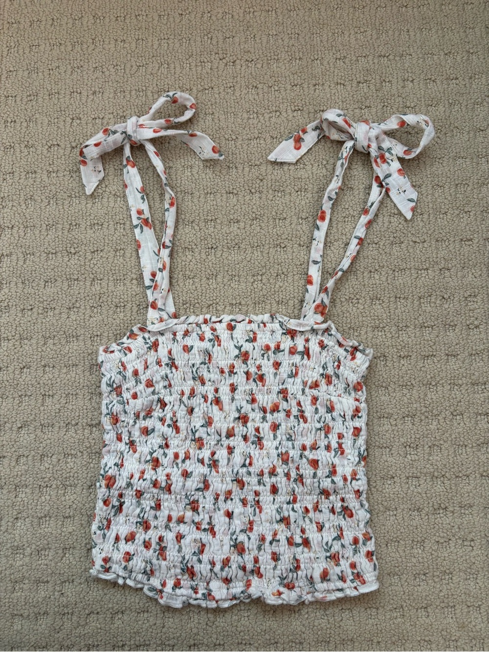Abercrombie & Fitch Smocked Peach Print Tank